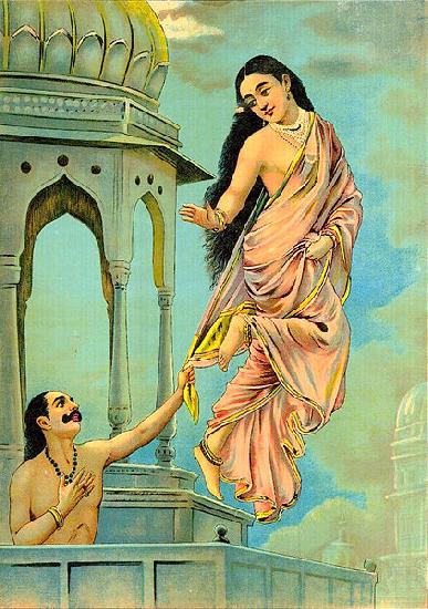 Raja Ravi Varma Urvashi and pururavas France oil painting art